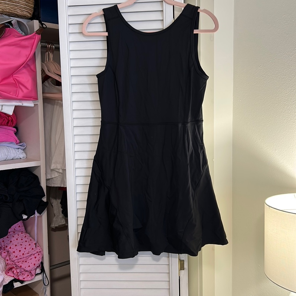 Halara black workout dress with spandex shorts